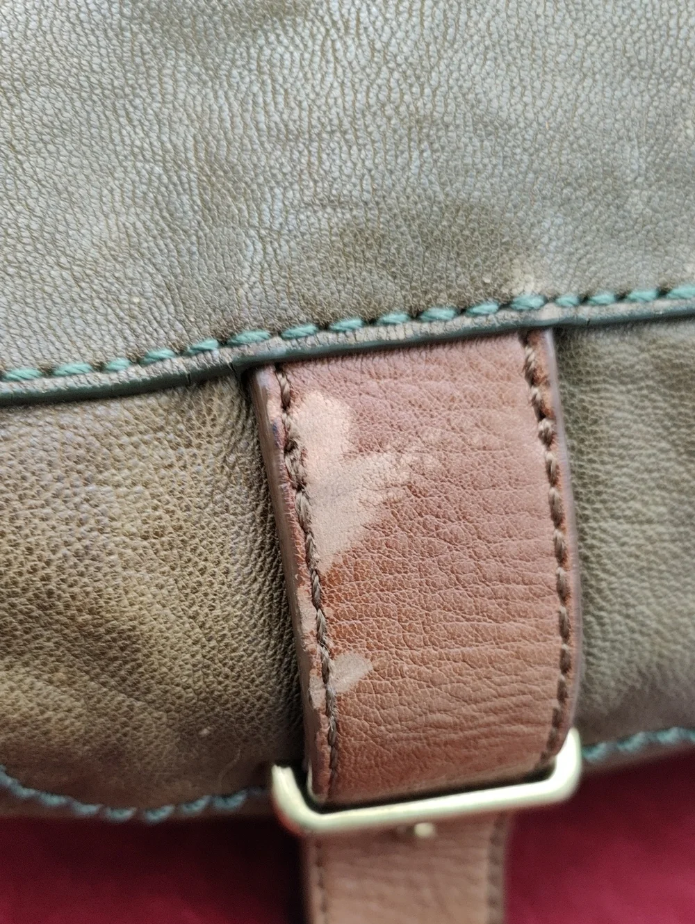 Fossil Mason Satchel Olive Green & Brown Y2k